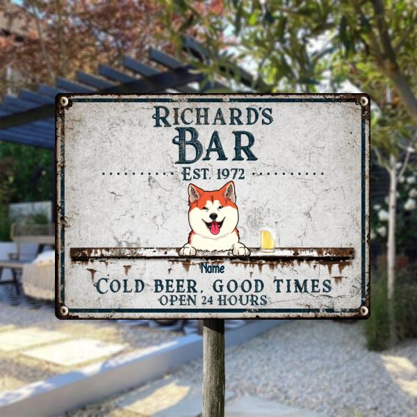 Pawzity Metal Bar Signs, Gifts For Pet Lovers, Good Beer Good Times Open 24 Hours Vintage Welcome Signs