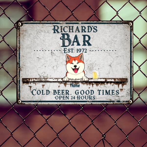 Pawzity Metal Bar Signs, Gifts For Pet Lovers, Good Beer Good Times Open 24 Hours Vintage Welcome Signs