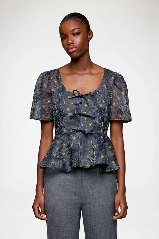 Peplum Blouse in Shibori Organza Shirts & Tops Ganni