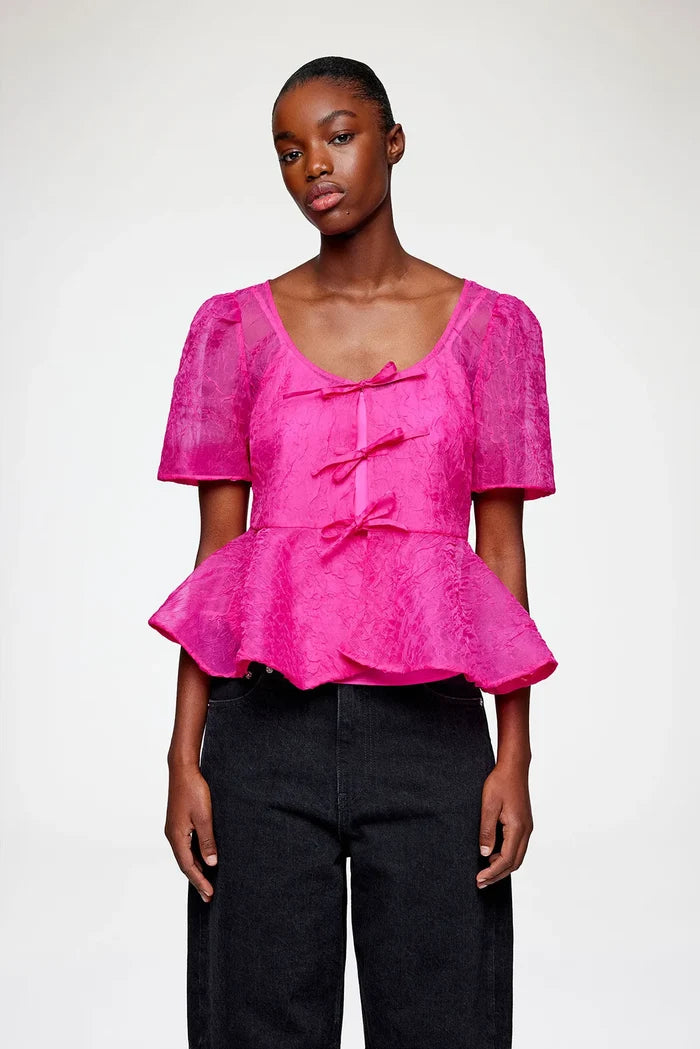 Peplum Blouse in Shibori Organza Shirts & Tops Ganni