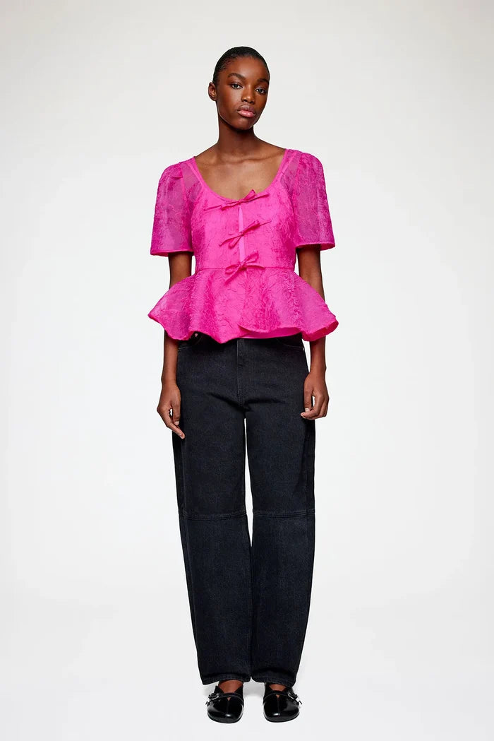Peplum Blouse in Shibori Organza Shirts & Tops Ganni