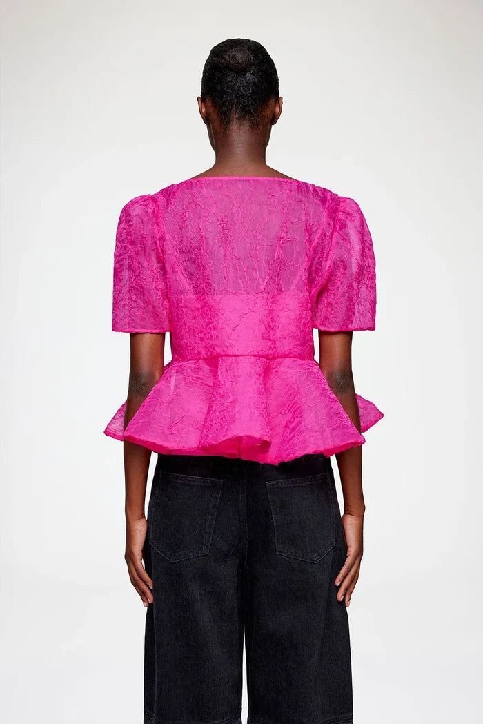 Peplum Blouse in Shibori Organza Shirts & Tops Ganni