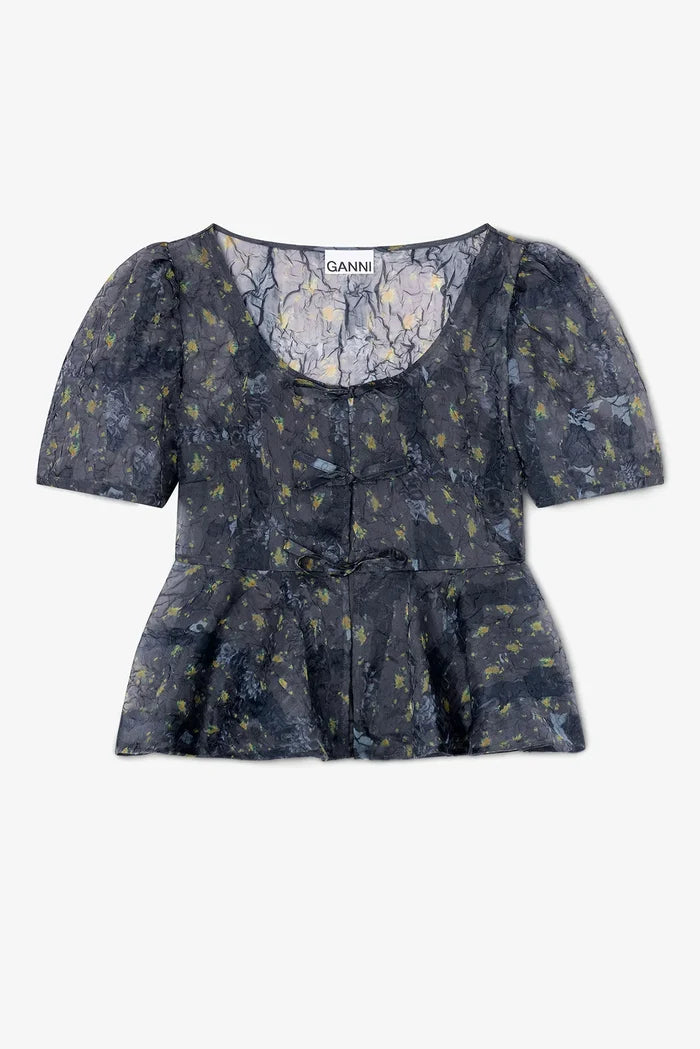 Peplum Blouse in Shibori Organza Shirts & Tops Ganni