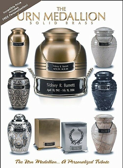 Personalized Brushed Pewter Name-Plate Medallion for Cube & Box Cremation Urns