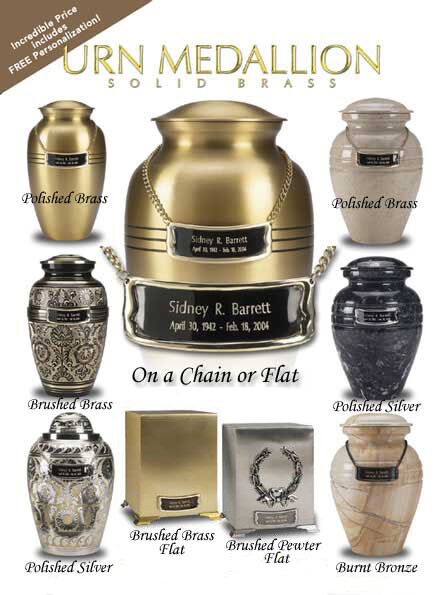 Personalized Engravable Brass Name-Plate Medallion for 6"/7" Cremation Urns