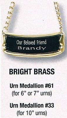 Personalized Polished Brass Name-Plate Medallion for 6"/7" Size Cremation Urns