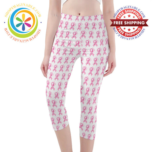 Pink Cancer Awareness Capris Leggings Yoga Pants Xs
