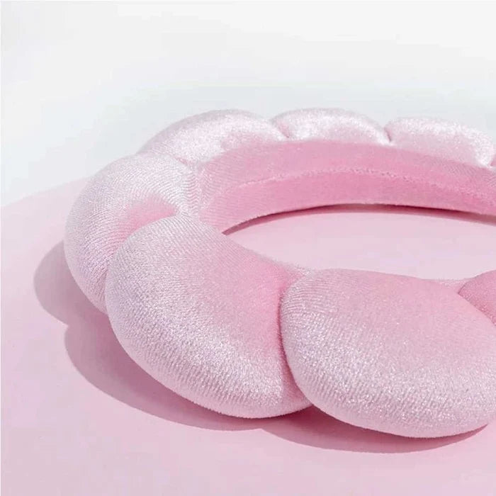 Pink Cloud Plush Spa Headband for Skincare