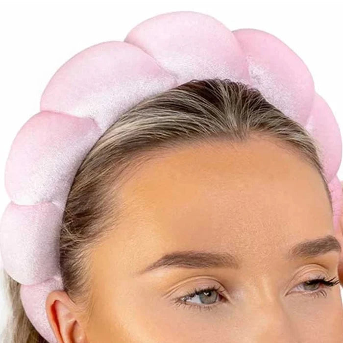 Pink Cloud Plush Spa Headband for Skincare