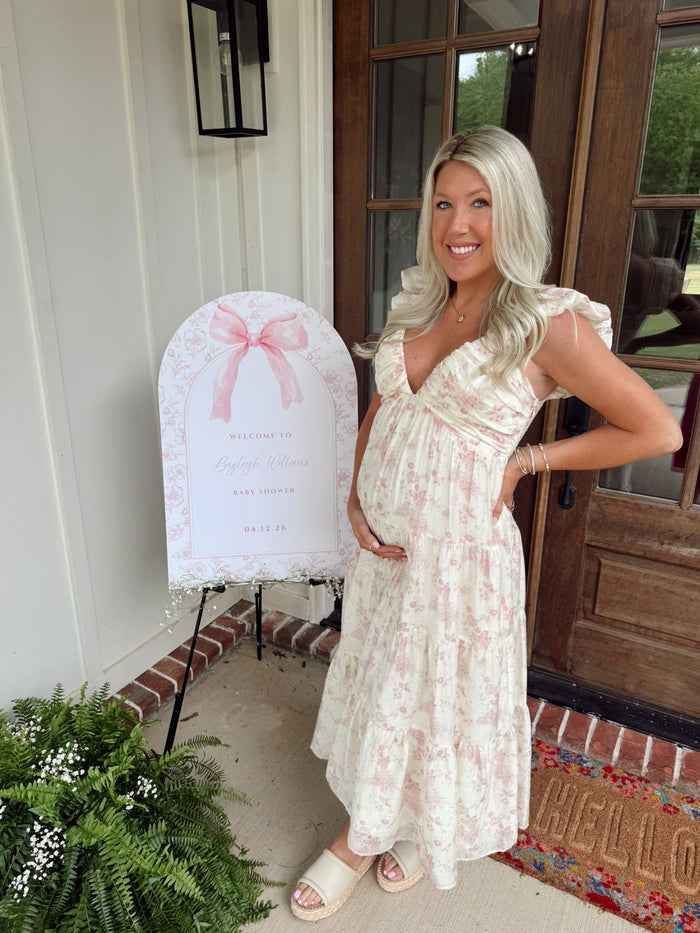 PINK PLEATED FLORAK MAXI