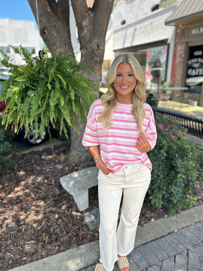 PINK STRIPE OVERSIZED TOP