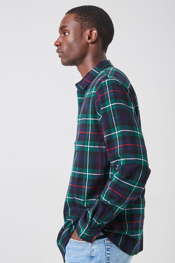 Plaid Button-Front Flannel Shirt