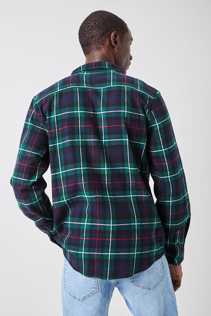 Plaid Button-Front Flannel Shirt