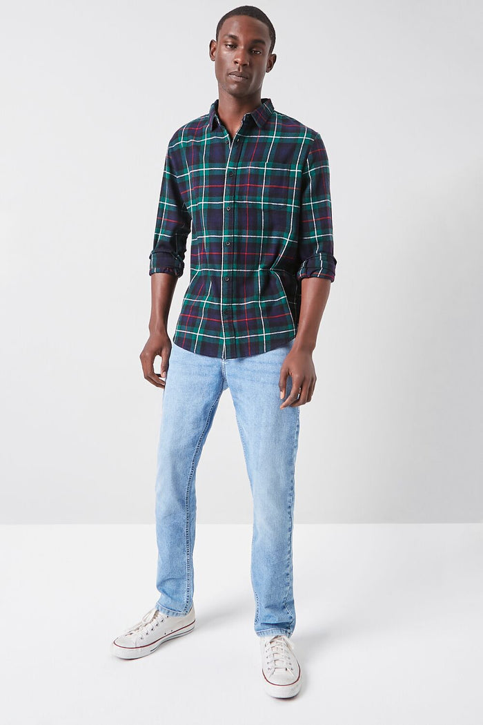 Plaid Button-Front Flannel Shirt