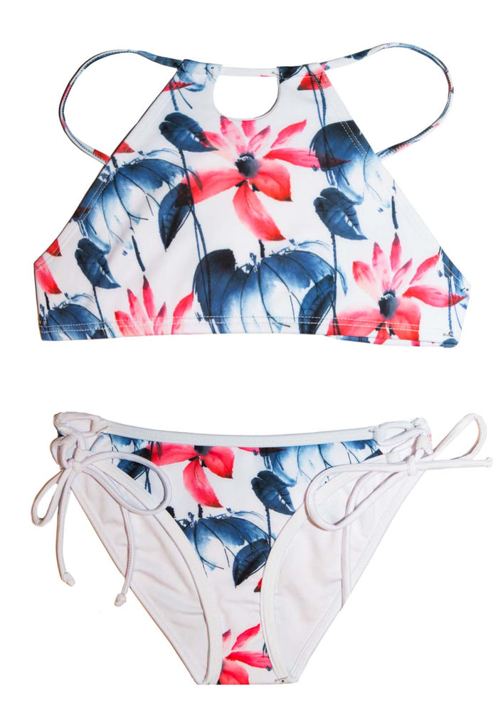 Playa del Carmen - 2 PIECE Halter Style Bikini SET Bikini Halter Top Chance Loves Swim Red blue