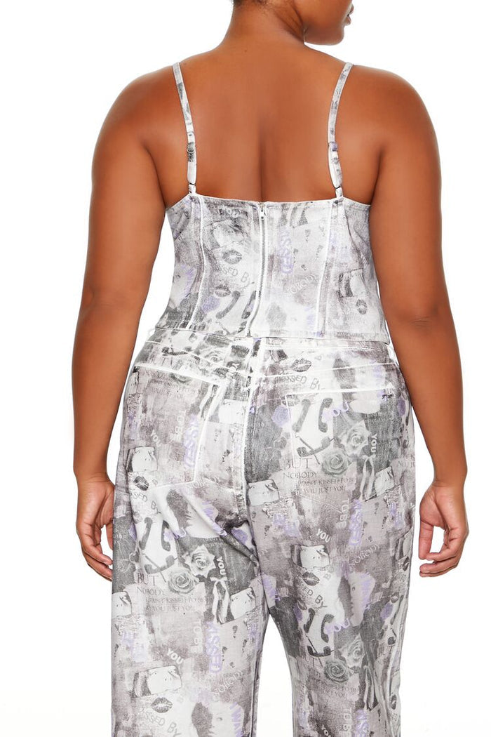 Plus Size Abstract Print Bustier Cami