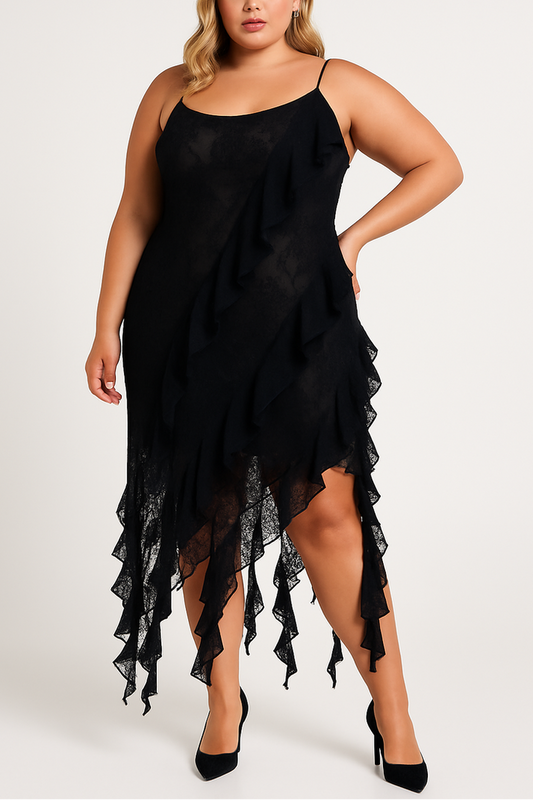 Plus Size Cascading Ruffle Dress