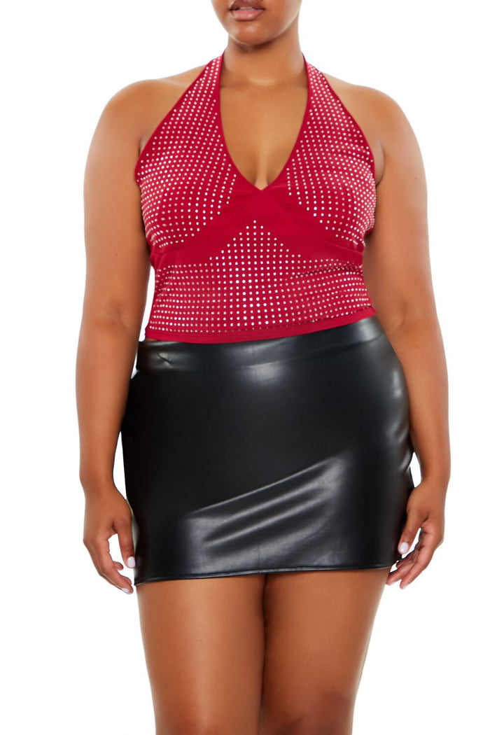 Plus Size Rhinestone Halter Top