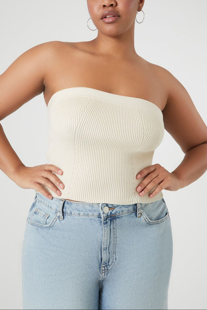 Plus Size Sweater-Knit Tube Top
