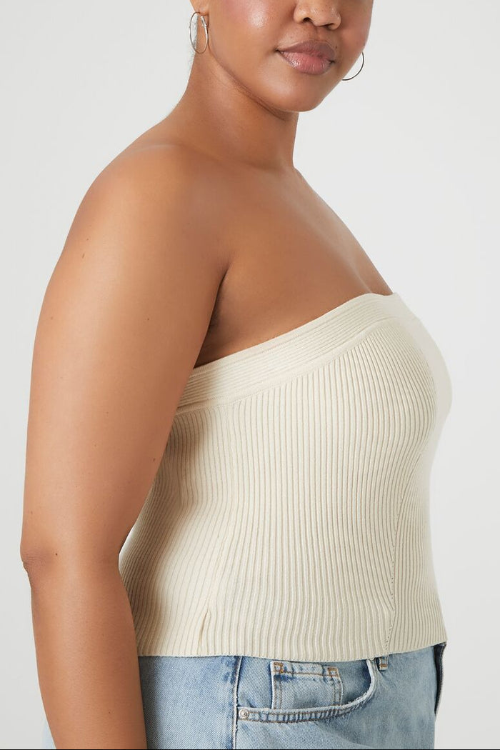 Plus Size Sweater-Knit Tube Top