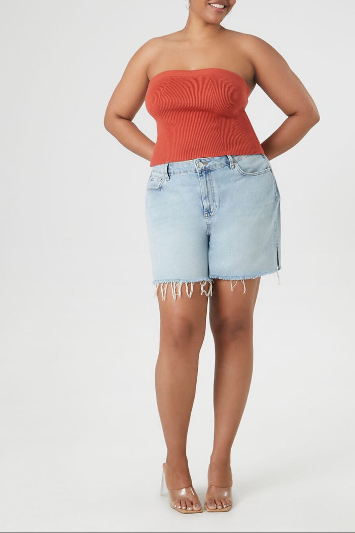 Plus Size Sweater-Knit Tube Top