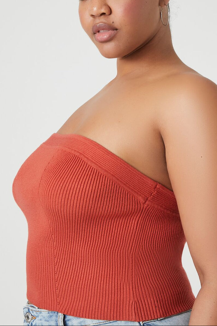 Plus Size Sweater-Knit Tube Top