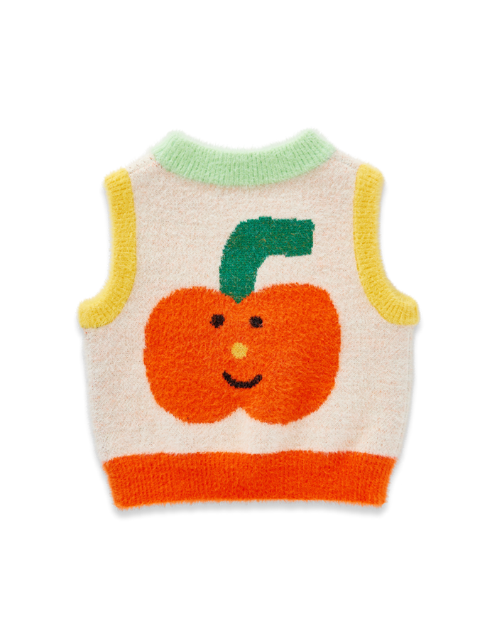 Children's sweater vest with a pumpkin design on a white background