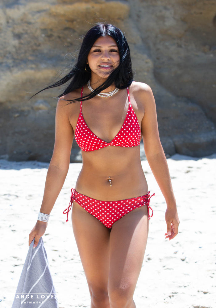 POLKA -RED | 2-piece Bikini | Fixed Triangle top |