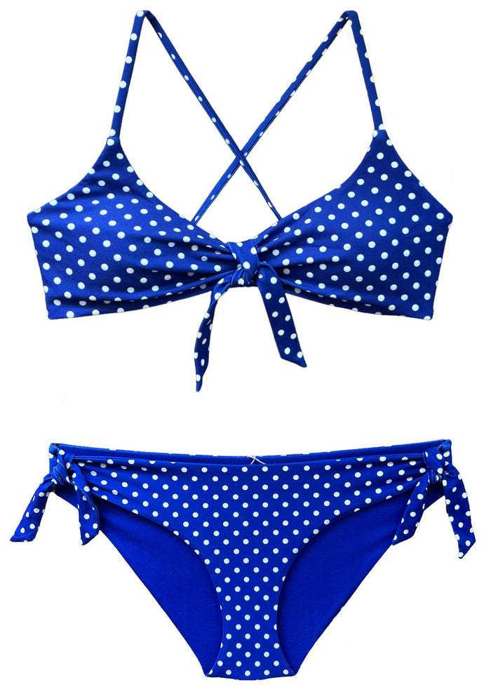 POLKA BLUE | 2-Piece SCOOP Style | Reversible
