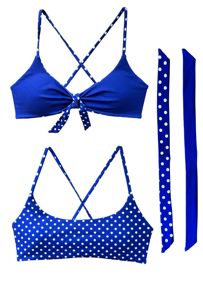 POLKA BLUE | 2-Piece SCOOP Style | Reversible