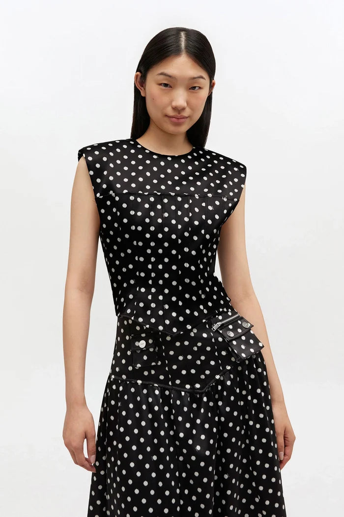 Polka-Dot Satin Corset Top Tops Ganni