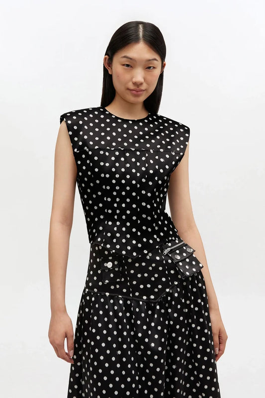 Polka-Dot Satin Corset Top Tops Ganni