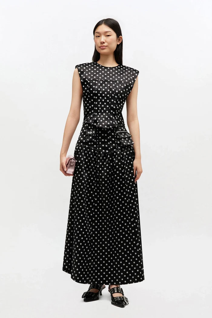 Polka-Dot Satin Corset Top Tops Ganni