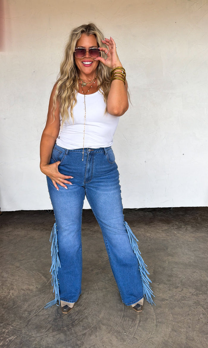 PREORDER: On the Fringe Flare Jeans // ETA mid–late December — image 07