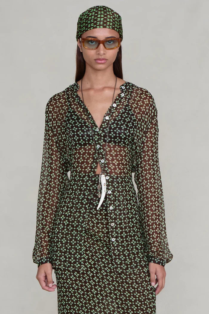 Printed Midi Button Dress Shirts & Tops Chan Luu