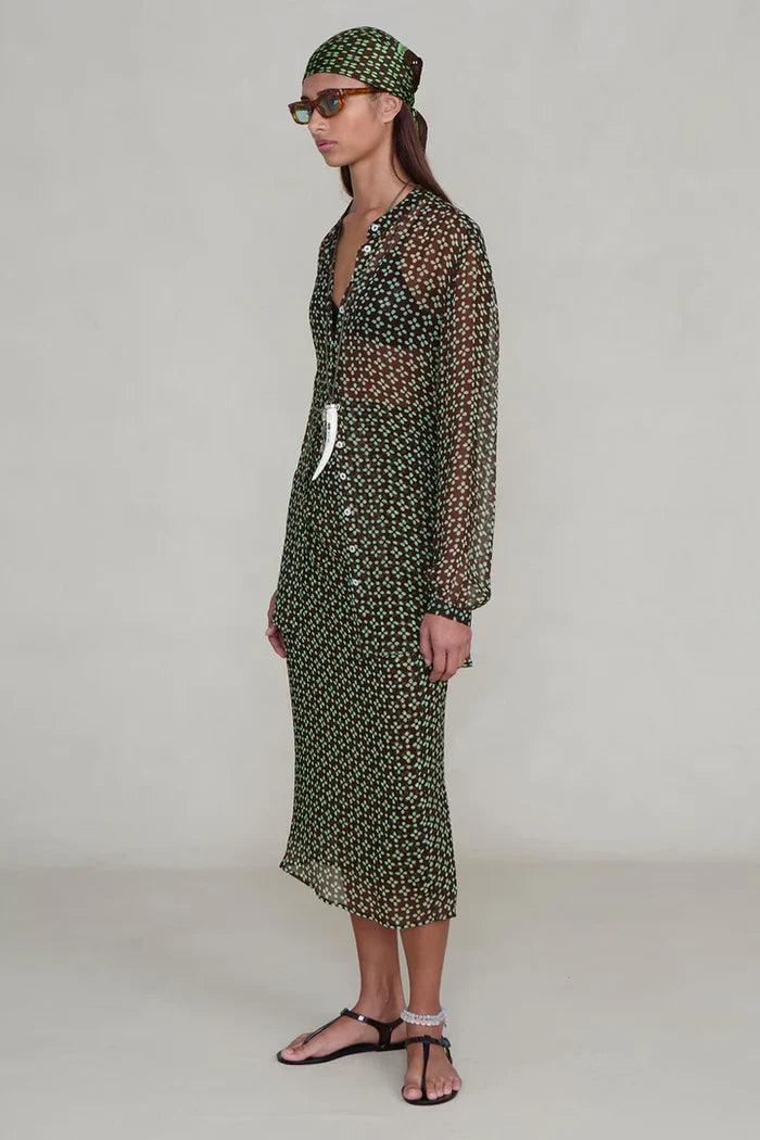 Printed Midi Button Dress Shirts & Tops Chan Luu