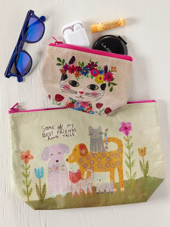 Recycled Reversible Zipper Pouches, Set of 2 - Pets-view 1
