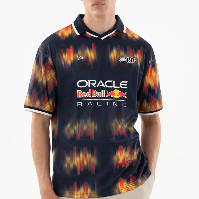 The model is wearing this Red Bull Racing Soccer Jersey in multi. 6
