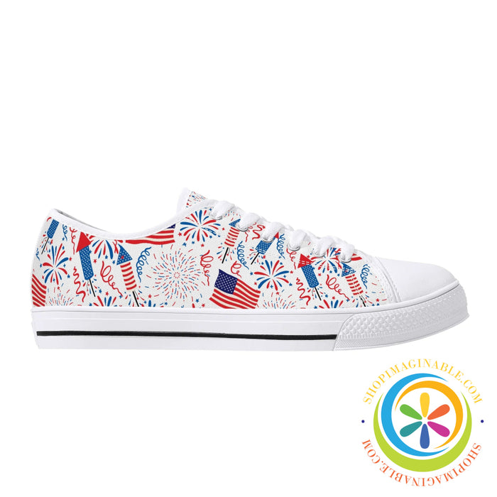 Red White & Usa! Ladies Low Top Canvas Shoes