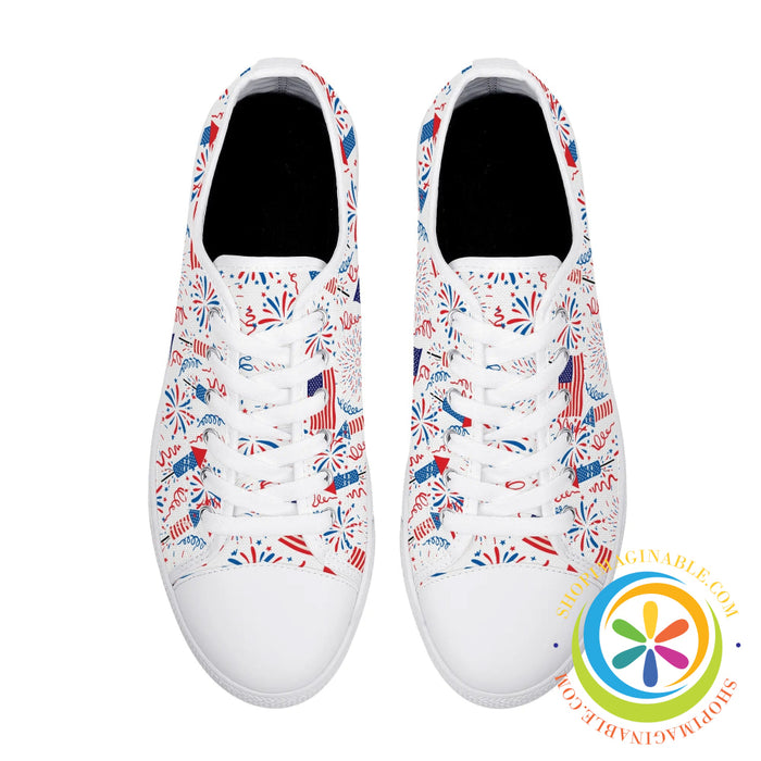 Red White & Usa! Ladies Low Top Canvas Shoes