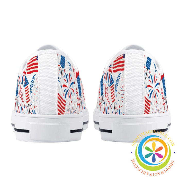Red White & Usa! Ladies Low Top Canvas Shoes