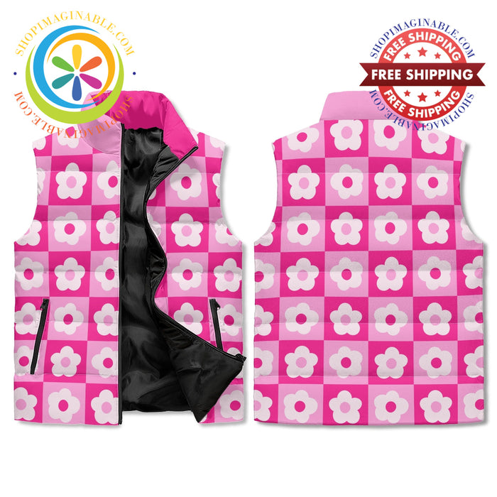 Retro 80S Daisy Puffer Vest M
