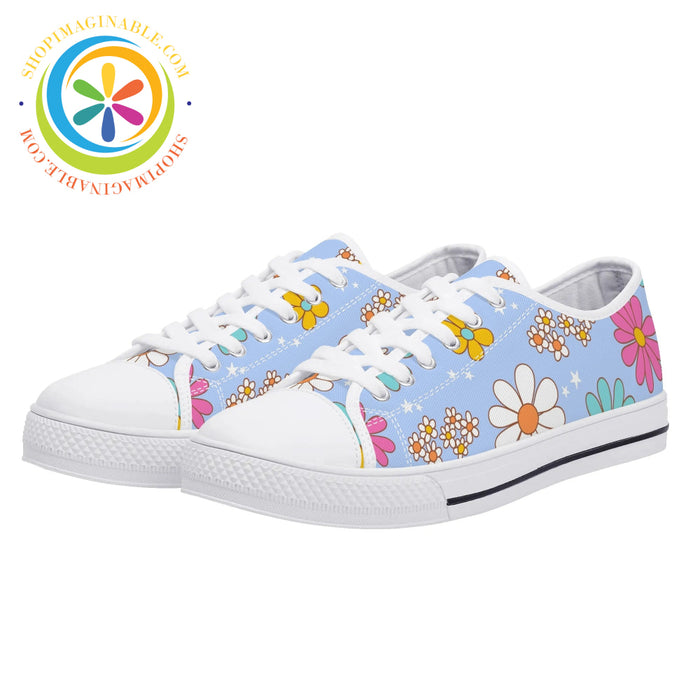 Retro 80S Floral Ladies Low Top Canvas Shoes