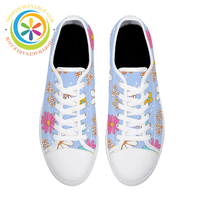 Retro 80S Floral Ladies Low Top Canvas Shoes