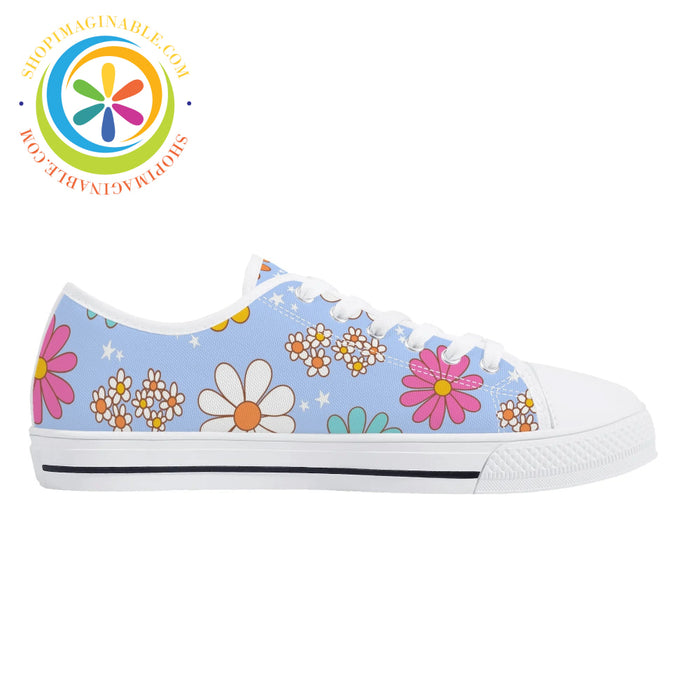 Retro 80S Floral Ladies Low Top Canvas Shoes