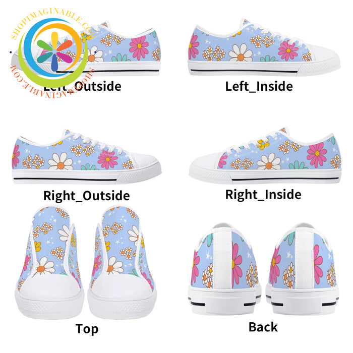 Retro 80S Floral Ladies Low Top Canvas Shoes