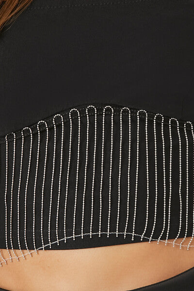 Rhinestone Fringe Tube Top