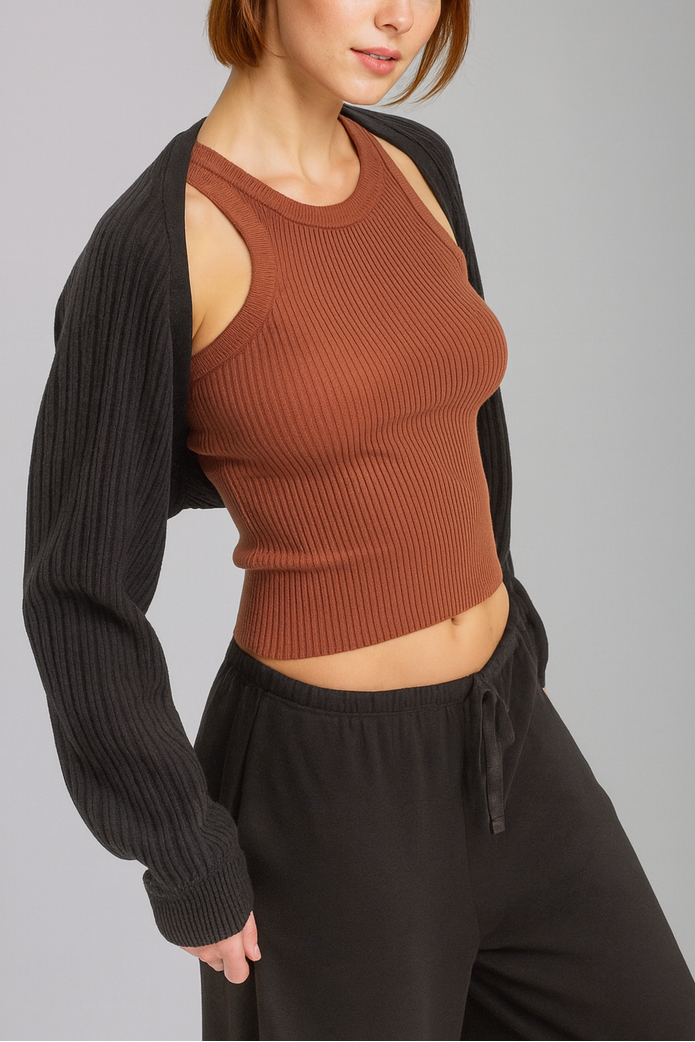 Ribbed Bolero Shrug