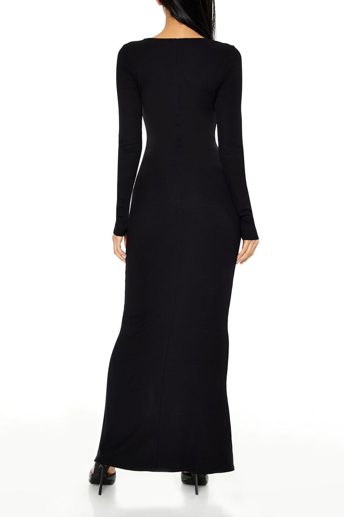 Ribbed Knit Square-Neck Maxi Dress