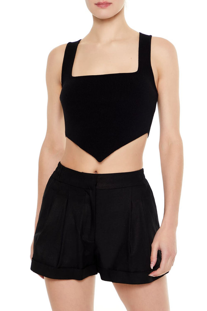 Ribbed Sweater-Knit Crop Top